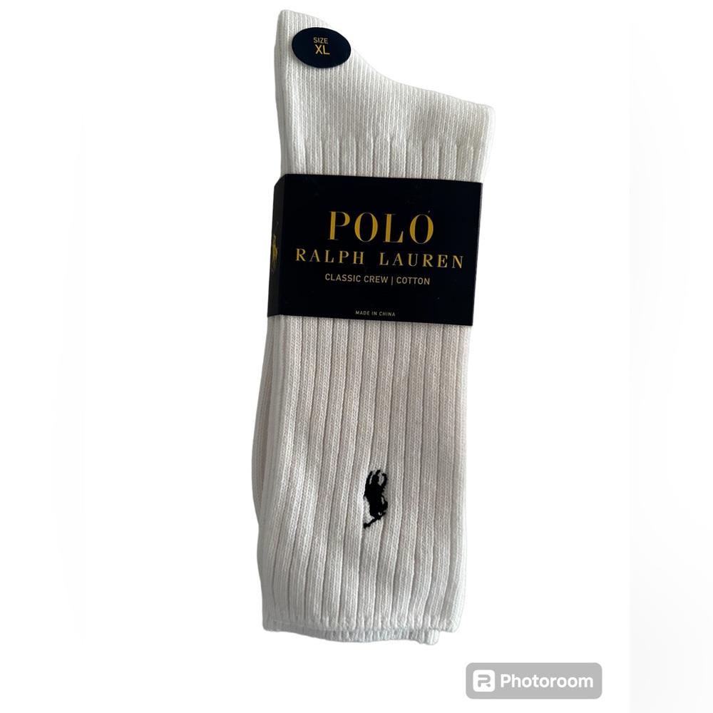 POLO RALPH LAUREN MEN’S CLASSIC CREW SOCK WHITE.NWT.MSRP$14.00